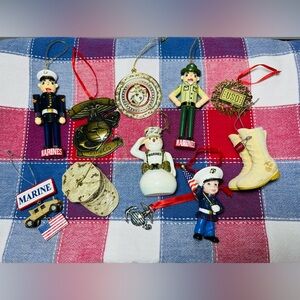 United States Marine Corps Christmas Ornaments Lot of 11.